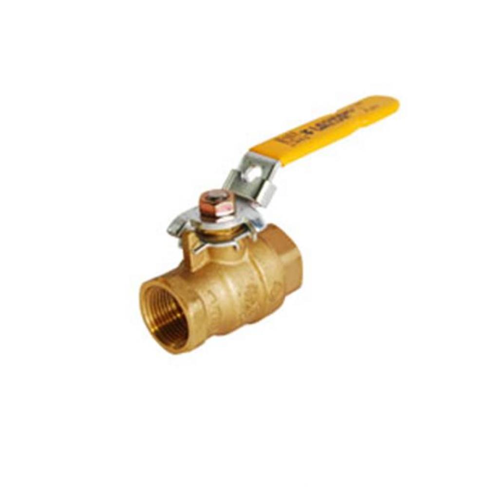 1-1/4'' T-1002STLD Forged Brass Full Port Ball Valve, Stainless Steel Stem & Ball, L