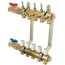 Legend Valve 8200-10-7 - M-8200 Precision 1'' Brass Bar 7 Port, Supply and Return Isolation Valves, Mounting Brac