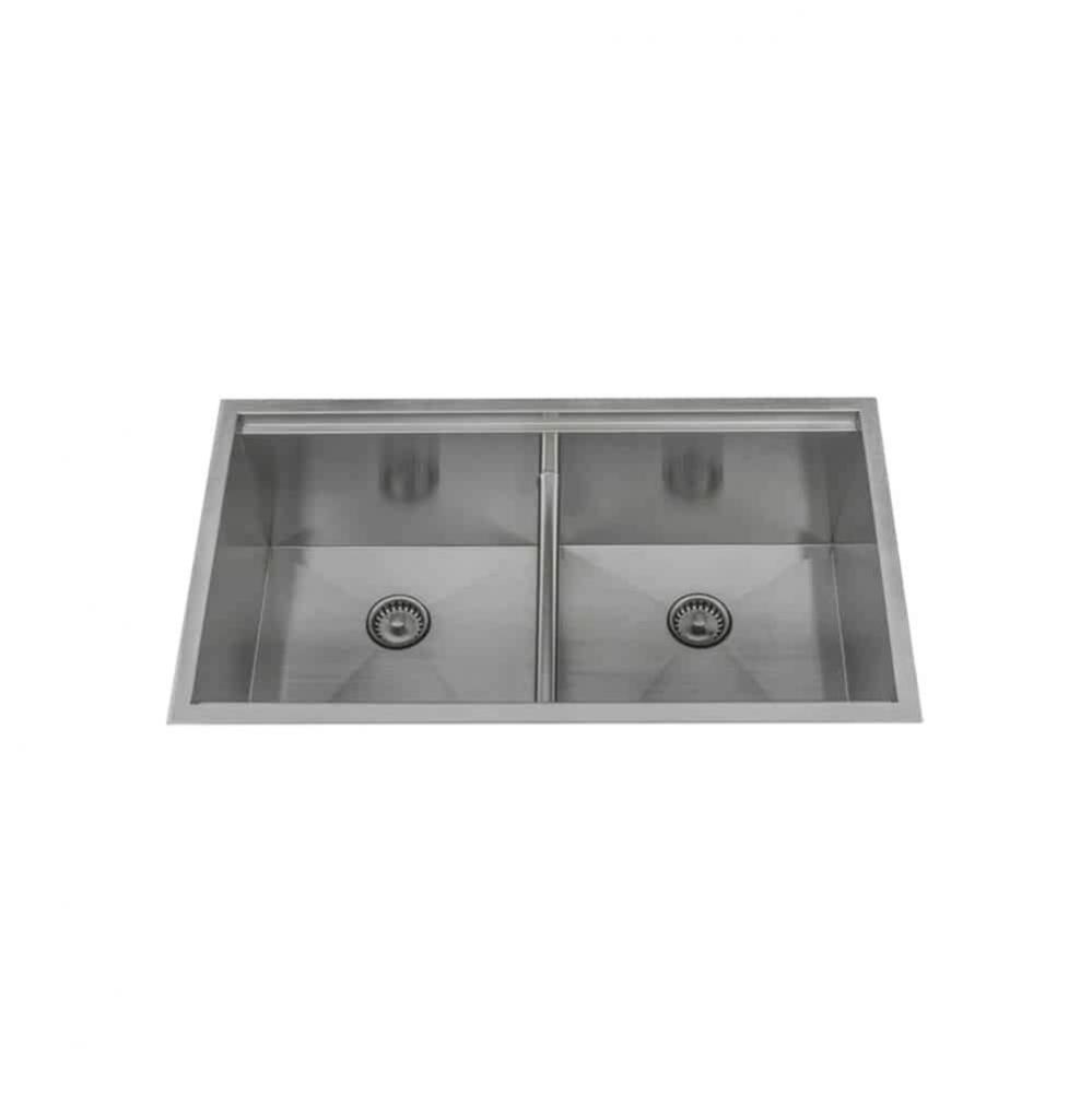 Undermount Double Bowl Low Divider 33'' x 22-3/4'' x 10''