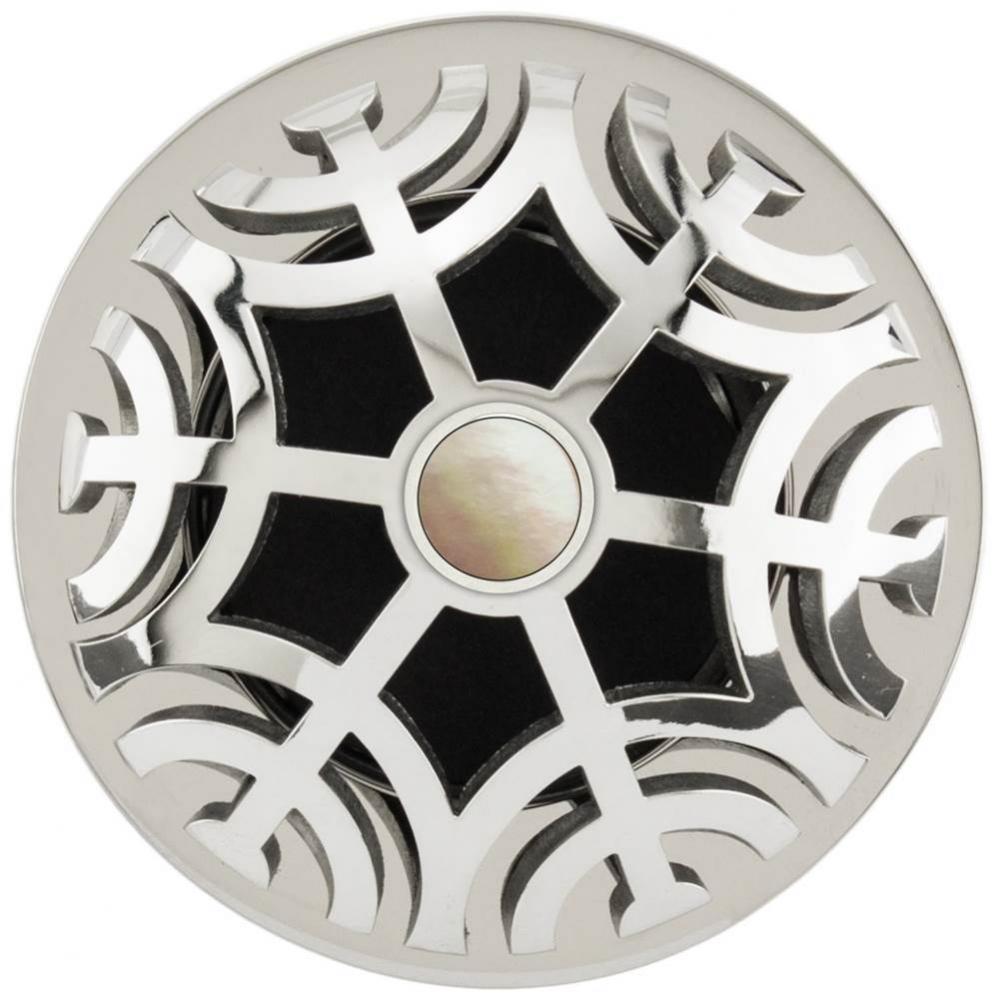 Maze Grid Strainer - Polished Smooth Finish..Mother of Pearl Screw, No Overflow