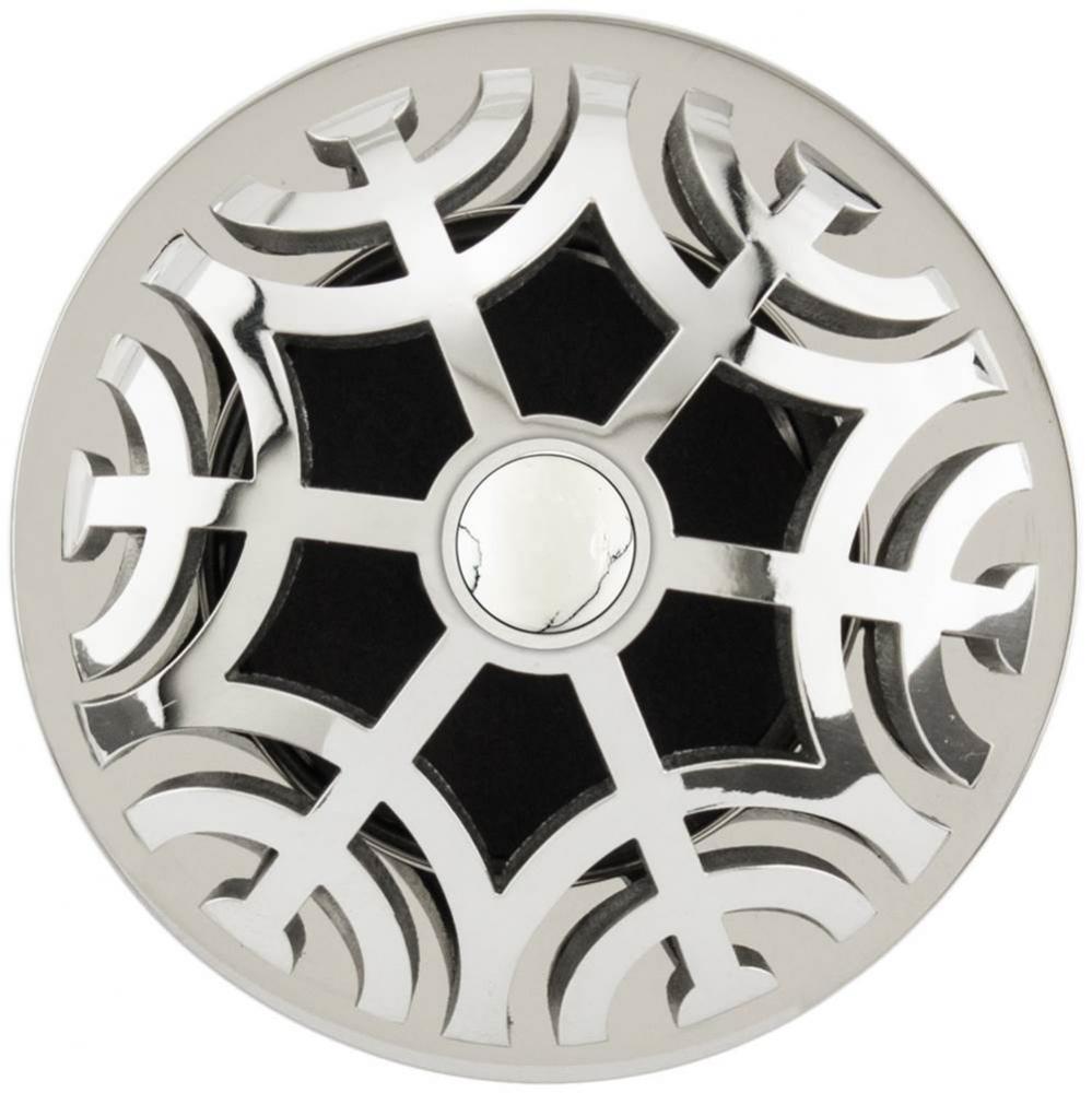 Maze Grid Strainer - Polished Smooth Finish..White Stone Screw, With Overflow