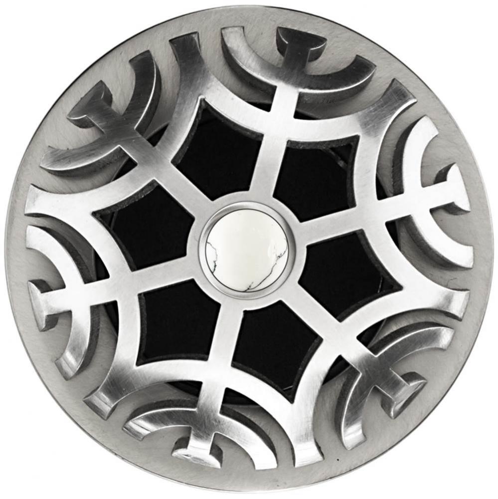 Maze Grid Strainer - Satin Smooth Finish..White Stone Screw, With Overflow