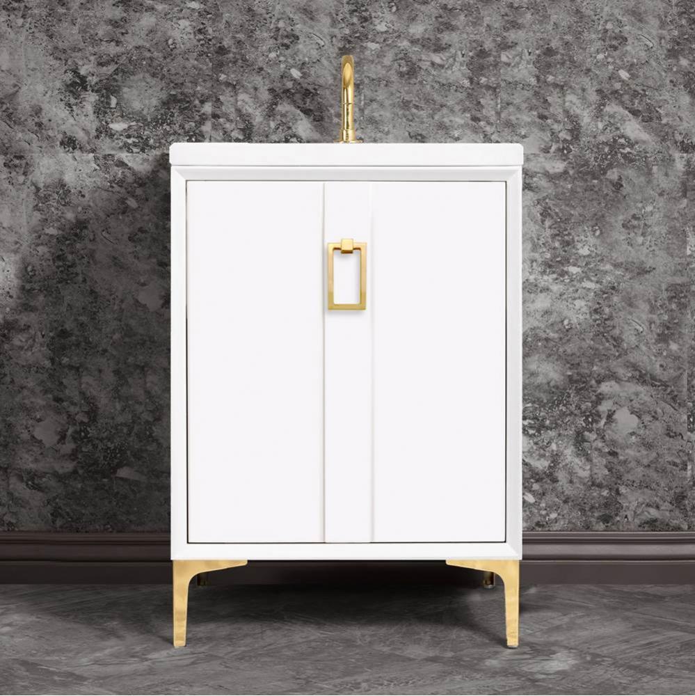 TUXEDO with Coach Pull 36'' Wide Vanity, White, Polished Nickel Hardware, 36''