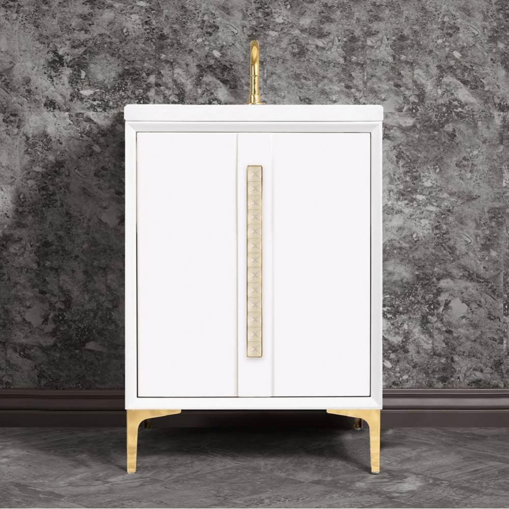 TUXEDO with 18'' Artisan Glass Pyramid Hardware 30'' Wide Vanity, White, Satin