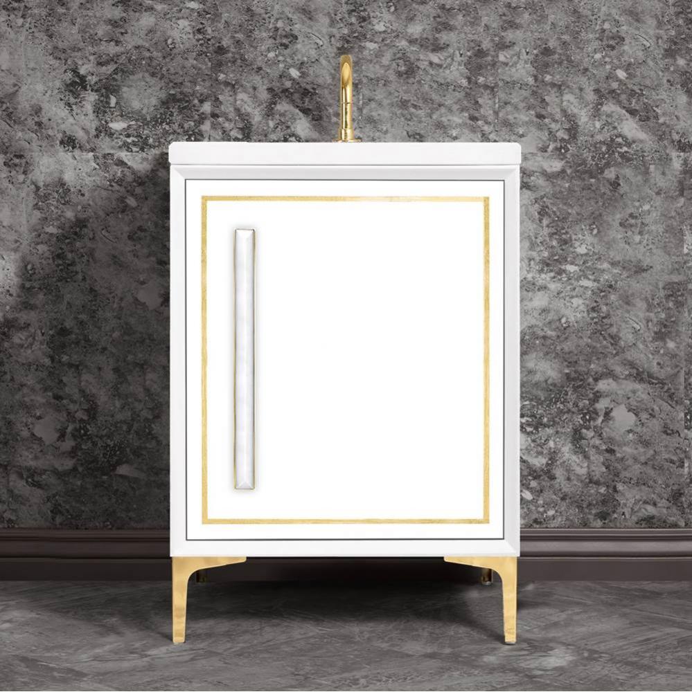 LINEA with 18'' Artisan Glass Prism Hardware 36'' Wide Vanity, White, Polished