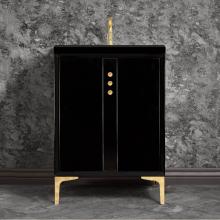 Linkasink VAN36B-009-SB - TUXEDO with Buttons 36'' Wide Vanity, Black, Satin Brass Hardware, 36'' x 22&a