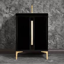 Linkasink VAN24B-021SN-06 - TUXEDO with 18'' Artisan Glass Prism Hardware 24'' Wide Vanity, Black, Satin N