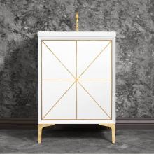 Linkasink VAN30W-002-PB - DIVERGENCE 30'' Wide Vanity, White, Polished Brass Hardware, 30'' x 22'&a