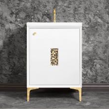 Linkasink VAN30W-010-SB - FRAME with Coral Grate 30'' Wide Vanity, White, Satin Brass Hardware, 30'' x 2