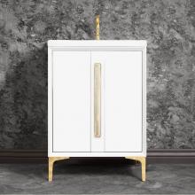 Linkasink VAN30W-021SB-05 - TUXEDO with 18'' Artisan Glass Prism Hardware 30'' Wide Vanity, White, Satin B