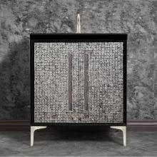 Linkasink VAN30B-017SN-06 - MOTHER OF PEARL with 18'' Artisan Glass Prism Hardware 30'' Wide Vanity, Black