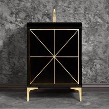 Linkasink VAN24B-002SB - Divergence 24'' Wide Black Vanity with Hand Applied Metal Leaf and Satin Brass Hardware,