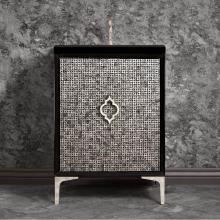 Linkasink VAN24B-006PN - Mother of Pearl 24'' Wide Black Vanity with Polished Nickel Arabesque Pull and Hardware,