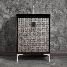 Linkasink VAN24B-015SN-04 - MOTHER OF PEARL with 3'' Artisan Glass Prism Hardware 24'' Wide Vanity, Black,