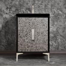 Linkasink VAN24B-016SN-SLV - MOTHER OF PEARL with 8'' Artisan Glass Prism Hardware 24'' Wide Vanity, Black,