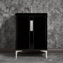 Linkasink VAN24B-020PN-SLV - TUXEDO with 8'' Artisan Glass Prism Hardware 24'' Wide Vanity, Black, Polished