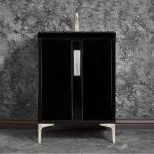 Linkasink VAN24B-020SN-SLV - TUXEDO with 8'' Artisan Glass Prism Hardware 24'' Wide Vanity, Black, Satin Ni