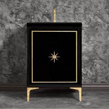 Linkasink VAN24B-027PB - Linea with 3'' Polished Brass Star Hardware, 24'' Wide Vanity, Black, 24'