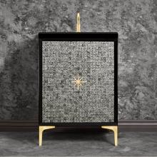 Linkasink VAN24B-028SB - Mother of Pearl with 3'' Satin Brass Star Hardware, 24'' Wide Vanity, Black, 2