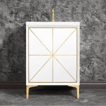 Linkasink VAN24W-002PB - Divergence 24'' Wide White Vanity with Hand Applied Metal Leaf and Polished Brass Hardwa