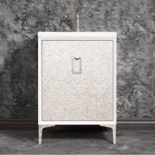 Linkasink VAN24W-005PN - Mother of Pearl 24'' Wide White Vanity with Polished Nickel Coach Pull and Hardware, 24&