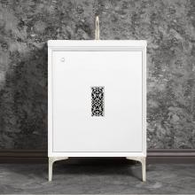 Linkasink VAN24W-012SN - Frame 24'' Wide White Vanity with Satin Nickel Filigree Grate and Legs, 24'' x