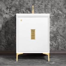 Linkasink VAN24W-013SB - Frame 24'' Wide White Vanity with Satin Brass Louver Grate and Legs, 24'' x 22