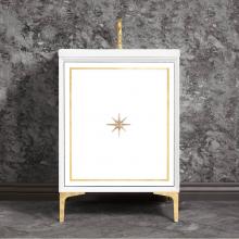 Linkasink VAN24W-027PB - Linea with 3'' Polished Brass Star Hardware, 24'' Wide Vanity, White, 24'