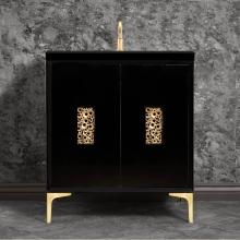 Linkasink VAN30B-010SB - Frame 30'' Wide Black Vanity with Satin Brass Coral Grate and Legs, 30'' x 22&