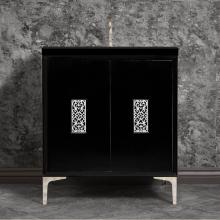 Linkasink VAN30B-012PN - Frame 30'' Wide Black Vanity with Polished Nickel Filigree Grate and Legs, 30'&apos