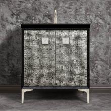 Linkasink VAN30B-015SN-SLV - MOTHER OF PEARL with 3'' Artisan Glass Prism Hardware 30'' Wide Vanity, Black,