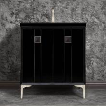 Linkasink VAN30B-019SN-04 - TUXEDO with 3'' Artisan Glass Prism Hardware 30'' Wide Vanity, Black, Satin Ni