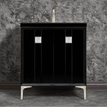 Linkasink VAN30B-019SN-SLV - TUXEDO with 3'' Artisan Glass Prism Hardware 30'' Wide Vanity, Black, Satin Ni