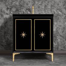 Linkasink VAN30B-027PB - Linea with 3'' Polished Brass Star Hardware, 30'' Wide Vanity, Black, 30'