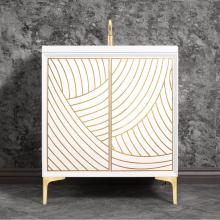 Linkasink VAN30W-001SB - Lateen 30'' Wide White Vanity with Hand Applied Metal Leaf and Satin Brass Hardware