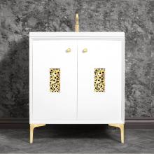 Linkasink VAN30W-010SB - Frame 30'' Wide White Vanity with Satin Brass Coral Grate and Legs