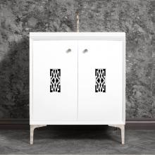 Linkasink VAN30W-011PN - Frame 30'' Wide White Vanity with Polished Nickel Deco Grate and Legs