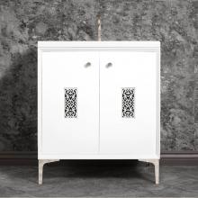 Linkasink VAN30W-012PN - Frame 30'' Wide White Vanity with Polished Nickel Filigree Grate and Legs