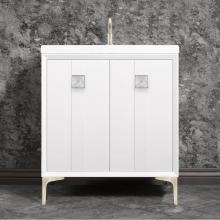 Linkasink VAN30W-019SN-SLV - TUXEDO with 3'' Artisan Glass Prism Hardware 30'' Wide Vanity, White, Satin Ni