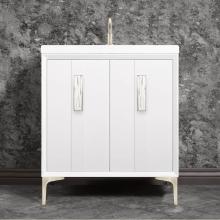 Linkasink VAN30W-020SN-05 - TUXEDO with 8'' Artisan Glass Prism Hardware 30'' Wide Vanity, White, Satin Ni