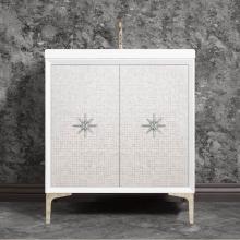 Linkasink VAN30W-028PN - Mother of Pearl with 3'' Polished Nickel Star Hardware, 30'' Wide Vanity, Whit