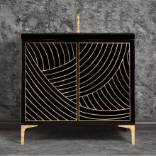 Linkasink VAN36B-001PB - Lateen 36'' Wide Black Vanity with Hand Applied Metal Leaf and Polished Brass Hardware,