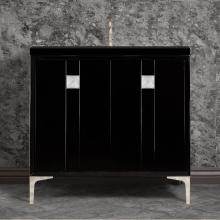 Linkasink VAN36B-019PN-SLV - TUXEDO with 3'' Artisan Glass Prism Hardware 36'' Wide Vanity, Black, Polished