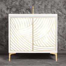 Linkasink VAN36W-001PB - Lateen 36'' Wide White Vanity with Hand Applied Metal Leaf and Polished Brass Hardware