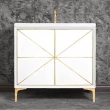 Linkasink VAN36W-002PB - Divergence 36'' Wide White Vanity with Hand Applied Metal Leaf and Polished Brass Hardwa