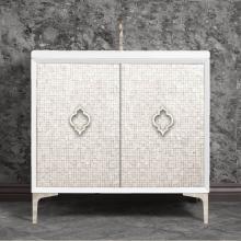 Linkasink VAN36W-004PN - Mother of Pearl 36'' Wide White Vanity with Polished Nickel Arabesque Pull and Hardware