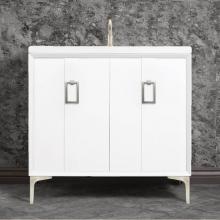 Linkasink VAN36W-008SN - Tuxedo 36'' Wide White Vanity with Satin Nickel Coach Pull and Hardware