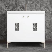 Linkasink VAN36W-010PN - Frame 36'' Wide White Vanity with Polished Nickel Coral Grate and Legs