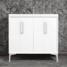 Linkasink VAN36W-020PN-01 - TUXEDO with 8'' Artisan Glass Prism Hardware 36'' Wide Vanity, White, Polished