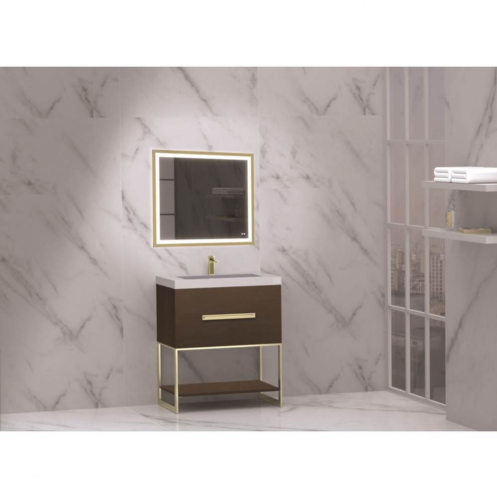 Madeli Loft 30'' Free Standing Vanity Cabinet Walnut/HW: Brushed Nickel   (BN)